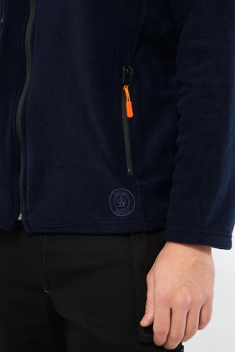 Mervem Navy Blue Full Zipper 3 Pocket Fleece