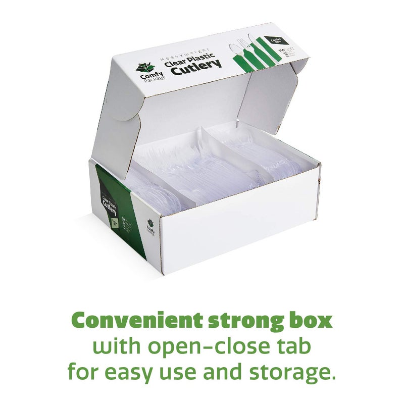 Comfy Package [360 Combo Box] Clear Heavyweight Disposable Plastic Silverware - Cutlery - Image 4