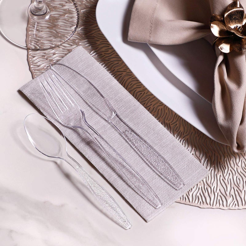 Comfy Package [360 Combo Box] Clear Heavyweight Disposable Plastic Silverware - Cutlery - Image 2