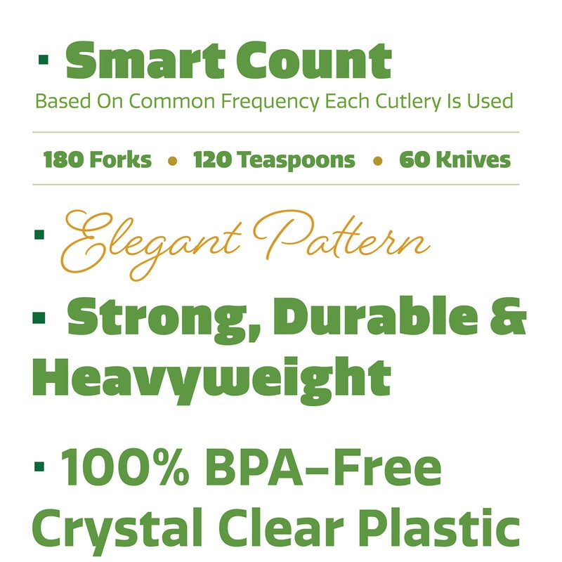 Comfy Package [360 Combo Box] Clear Heavyweight Disposable Plastic Silverware - Cutlery - Image 5