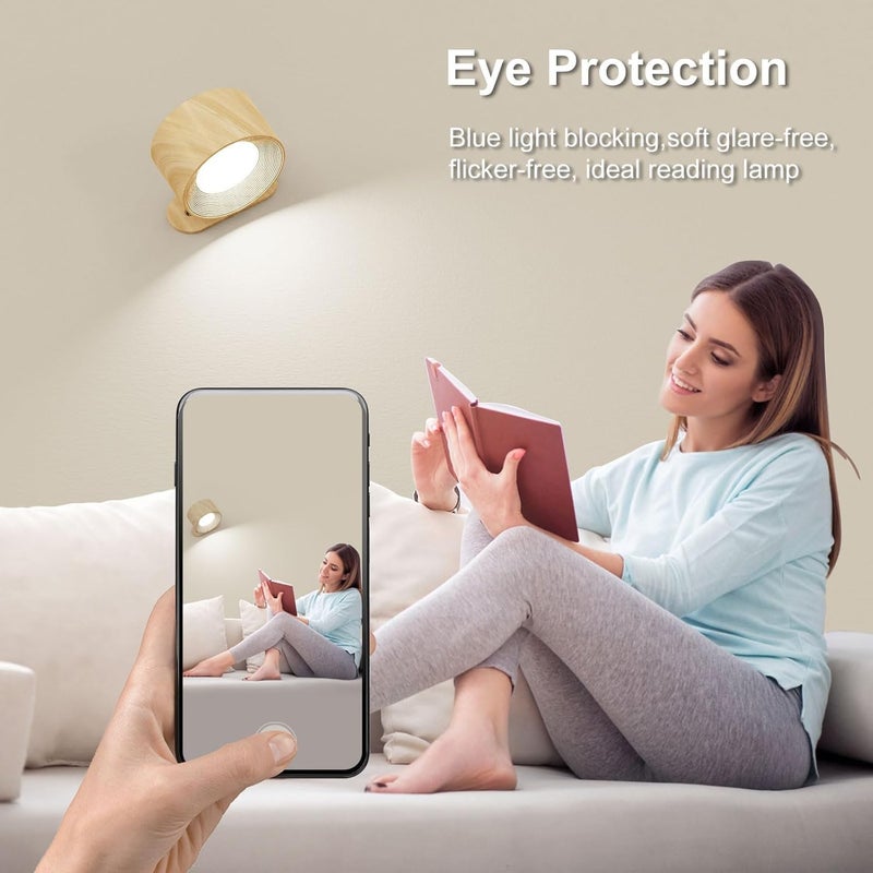 UREVO LED Wall Mounted Light - Rechargeable Magnetic 360° Rotation Night Light with 3 Color Temperatures & Dimmable - Image 3