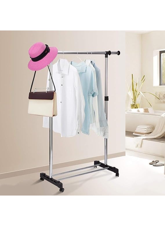 AKSHAR MART AKSHAR MART Single Pole Portable Adjustable Stainless Steel Portable Telescopic Clothes Rack Foldable and Garment Hanging Rack Drying Rack For Home Balcony Room Indoor and Outdoor  - Image 2