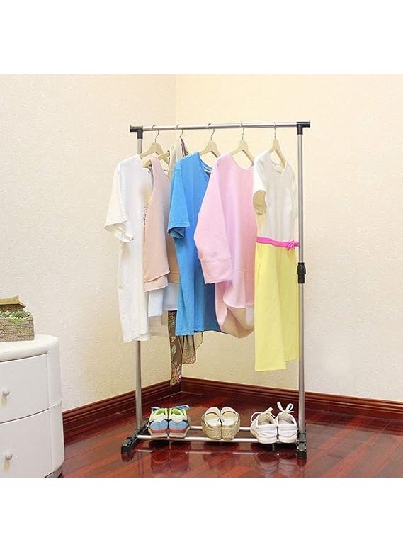 AKSHAR MART AKSHAR MART Single Pole Portable Adjustable Stainless Steel Portable Telescopic Clothes Rack Foldable and Garment Hanging Rack Drying Rack For Home Balcony Room Indoor and Outdoor  - Image 3