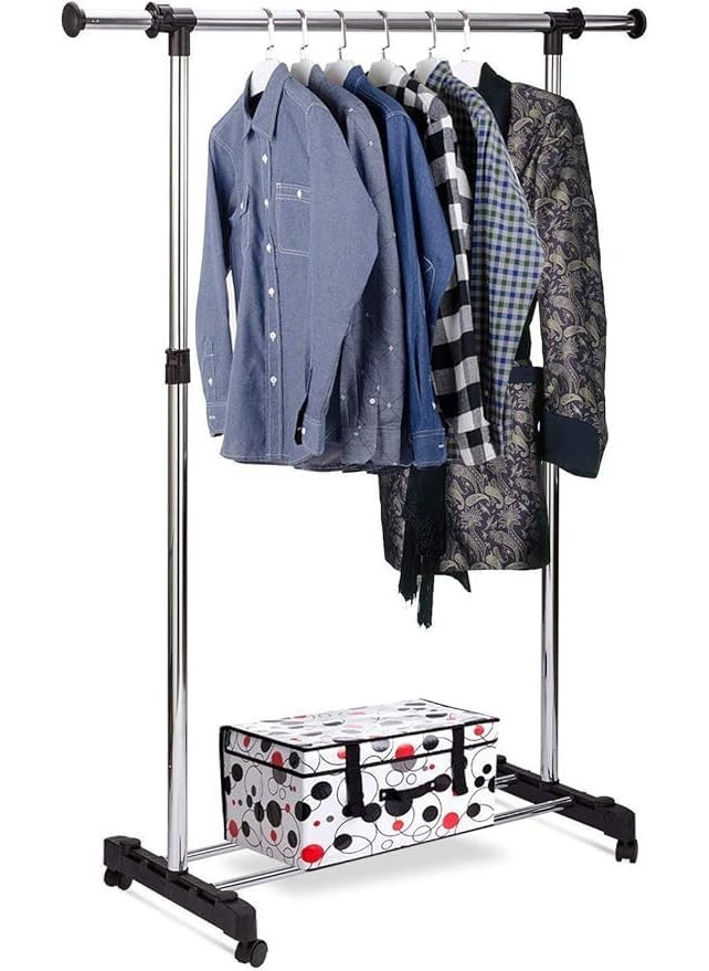 AKSHAR MART AKSHAR MART Single Pole Portable Adjustable Stainless Steel Portable Telescopic Clothes Rack Foldable and Garment Hanging Rack Drying Rack For Home Balcony Room Indoor and Outdoor  - Image 4