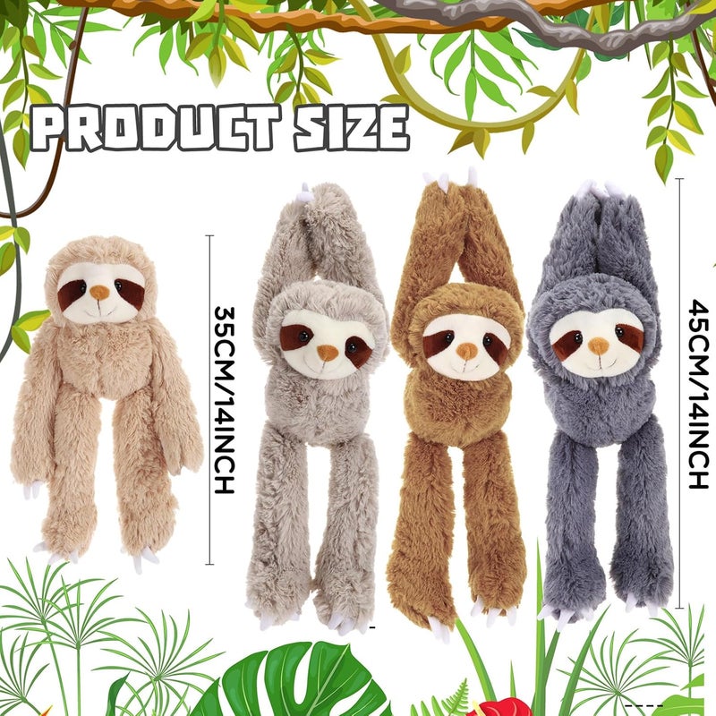 Queekay Queekay 4 Pcs Sloth Stuffed Animal 18 Inch Hanging Three Toed Sloth Plush Soft Sloth Toy with Hook and Loop Hands for Gifts Decors Gray Dark Gray Light Brown Dark Brown  - Image 2