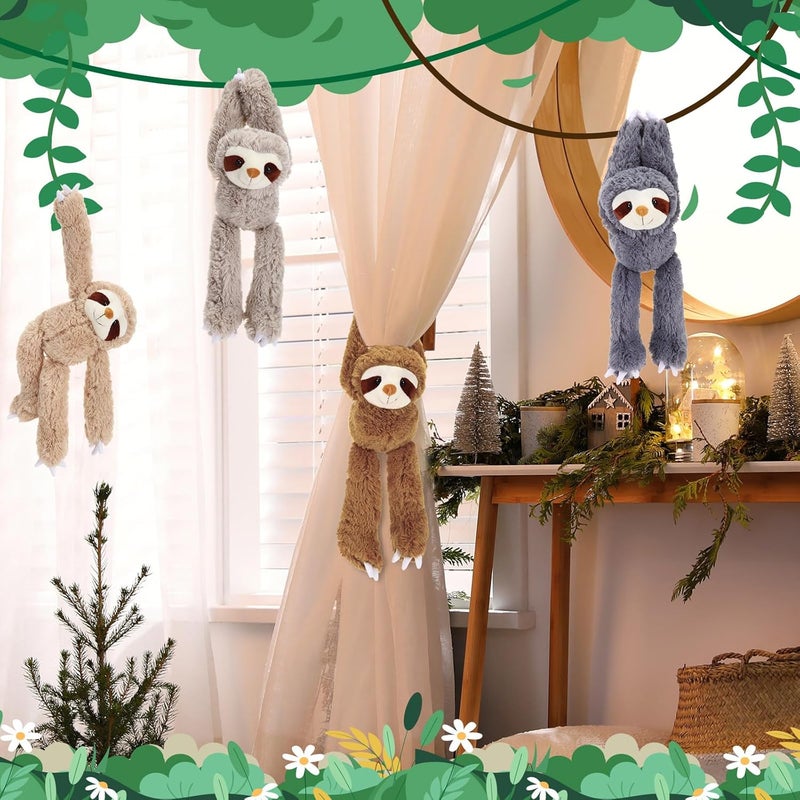 Queekay Queekay 4 Pcs Sloth Stuffed Animal 18 Inch Hanging Three Toed Sloth Plush Soft Sloth Toy with Hook and Loop Hands for Gifts Decors Gray Dark Gray Light Brown Dark Brown  - Image 4