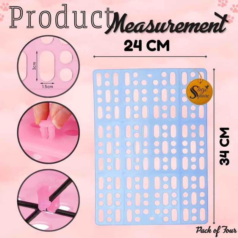 Sage Square Rabbit Floor Mat – Soft & Comfortable Mat for Small Pets, Indoor Use, Durable, Non-Slip, Easy Clean, Providing Comfort, Warmth, Hygiene in Pet Areas or Cages (Pink & Blue, Pack of 4) - Image 3