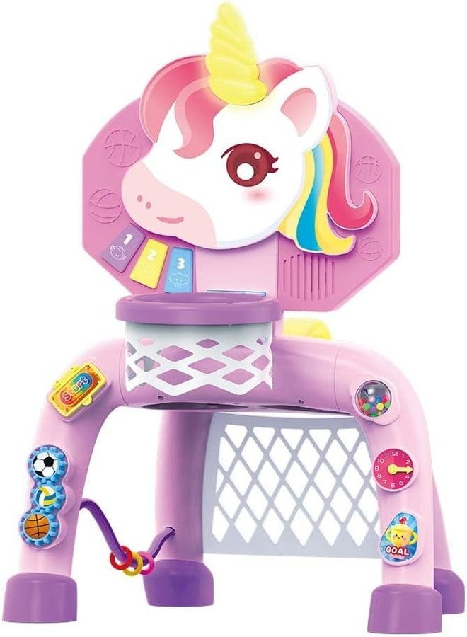 POPERFUN Toddler Basketball Hoop & Soccer Goal， Baby Toy for 1 2 3 Year Old Girls, Kids Activity Center Toys with Light & Music,Unicorn Toys for Girls 12-18-36 Months, Christmas Birthday Gifts for Ages 1-3 - Image 4