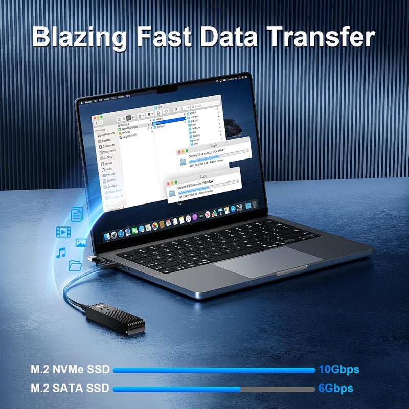 FIDECO M.2 NVMe SATA SSD Enclosure, M.2 NVMe to USB Adapter with Cooling Fan, USB 3.2 Gen 2 (10Gbps) SSD Reader for M & M+B Key, Support UASP and Trim, Tool-Free Installation, Black - Image 3