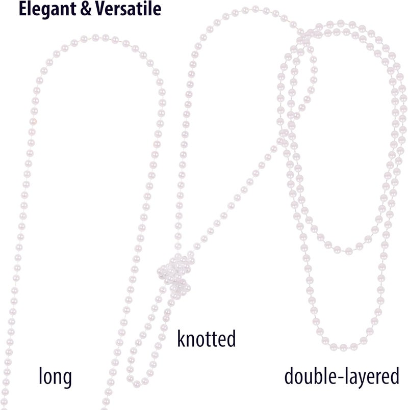 KANGAROO Vintage 48" Flapper Faux Pearl Necklace for Women White, 1 Pack - 1920s Costume Jewelry Accessory for Girls & Accessories for Women - Strand Pearls Long Necklace For Christmas Events Outfit - Image 2