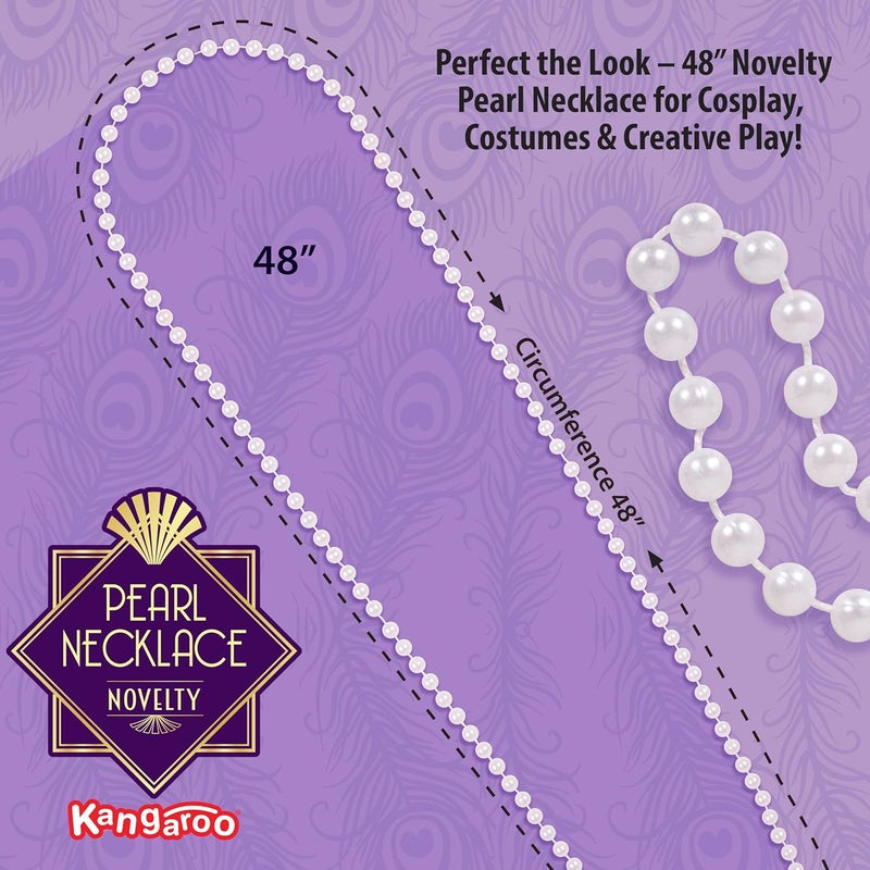 KANGAROO Vintage 48" Flapper Faux Pearl Necklace for Women White, 1 Pack - 1920s Costume Jewelry Accessory for Girls & Accessories for Women - Strand Pearls Long Necklace For Christmas Events Outfit - Image 4