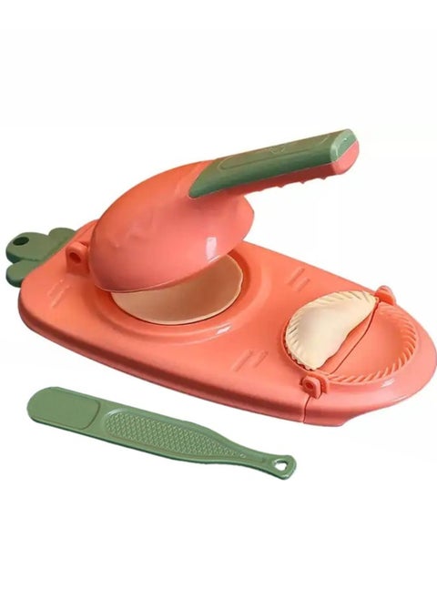 2-in-1 Efficient Dumpling Maker Manual Dough Presser Dumpling Wrapper Mold Dough Pressing Tool Kitchen Pastry Jiaozi Baking tool (Pink)