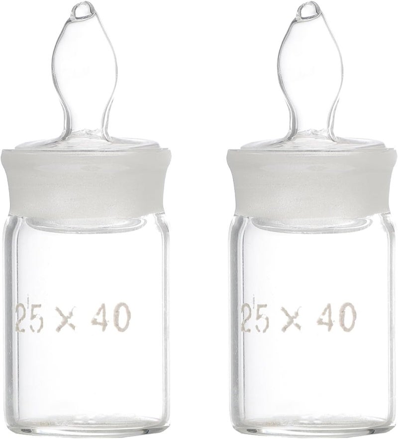 2pcs Glass Specific Gravity Weighing Bottle Low Flat Form 25x40mm Laboratory Chemical Weighing Bottle for Precise Measurement and Storage - Image 1