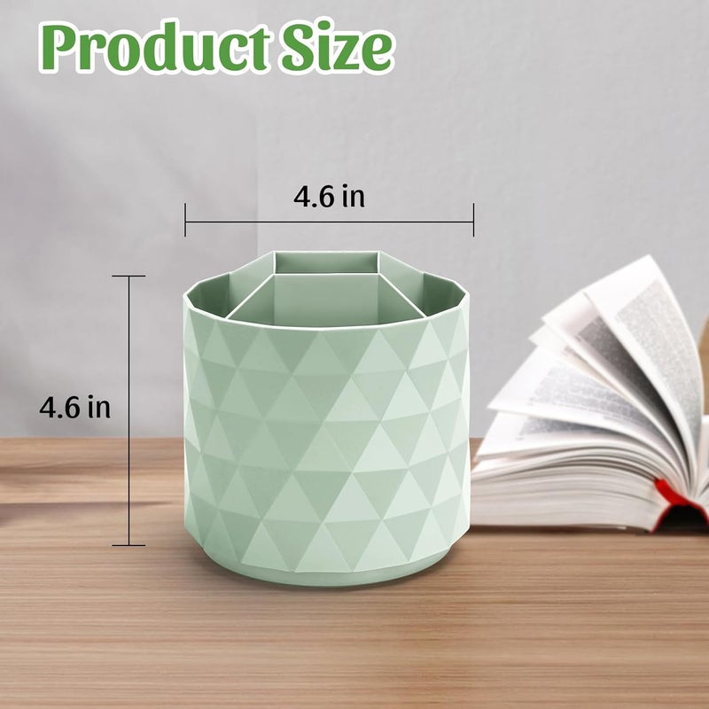 minimaliving Desk Organizer,Sparkling Diamond-like Pen Holder for Desk 360°Rotating Office Desk Accessories,Pencil Cup with 5 Compartments Storage Box Caddy for Office,School,Home,Art Supply(Green) - Image 4