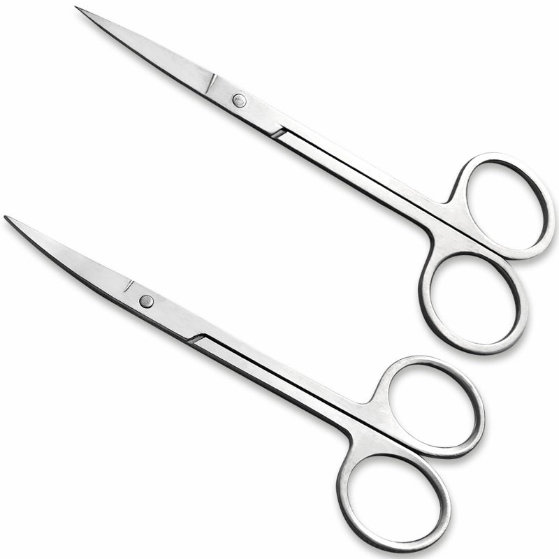 Curved Scissor and Straight ScissorMoustache TrimmerEyebrow and Nose Hair ScissorsCurved and Rounded Facial Hair Scissors Moustache Scissor Eyebrow Trimmer Scissors Stainless Steel Set