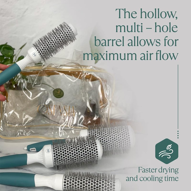 أوسينسيا مجموعة فرش Osensia المستديرة لتصفيف الشعر - تحتوي على فرش سيراميكية أيونية لتصفيف الشعر الرطب، مع حقيبة سفر، مناسبة للنساء والرجال - Image 4