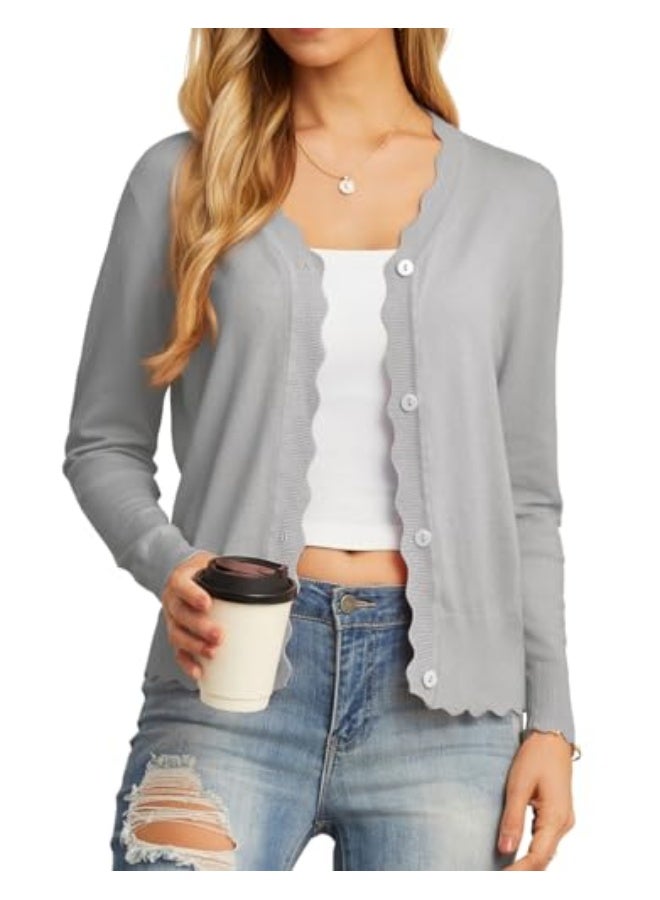 NIBEMINENT Women's Long Sleeve V-Neck Button Down Cardigan Knit Shrugs Sweater - Image 1