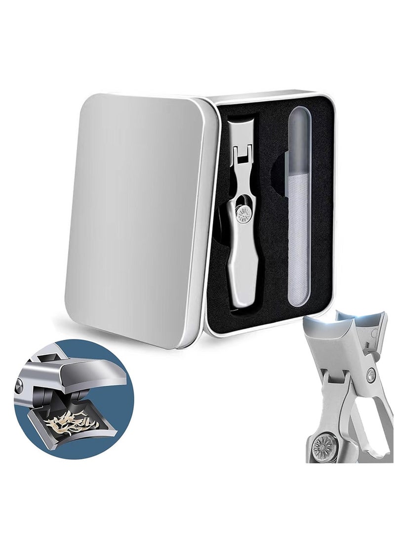 Wide Jaw Opening Nail Clippers Portable Ultra Sharp Nail Clippers Anti Splash Fingernail Cutters with Nail File and Storage Box - Image 1