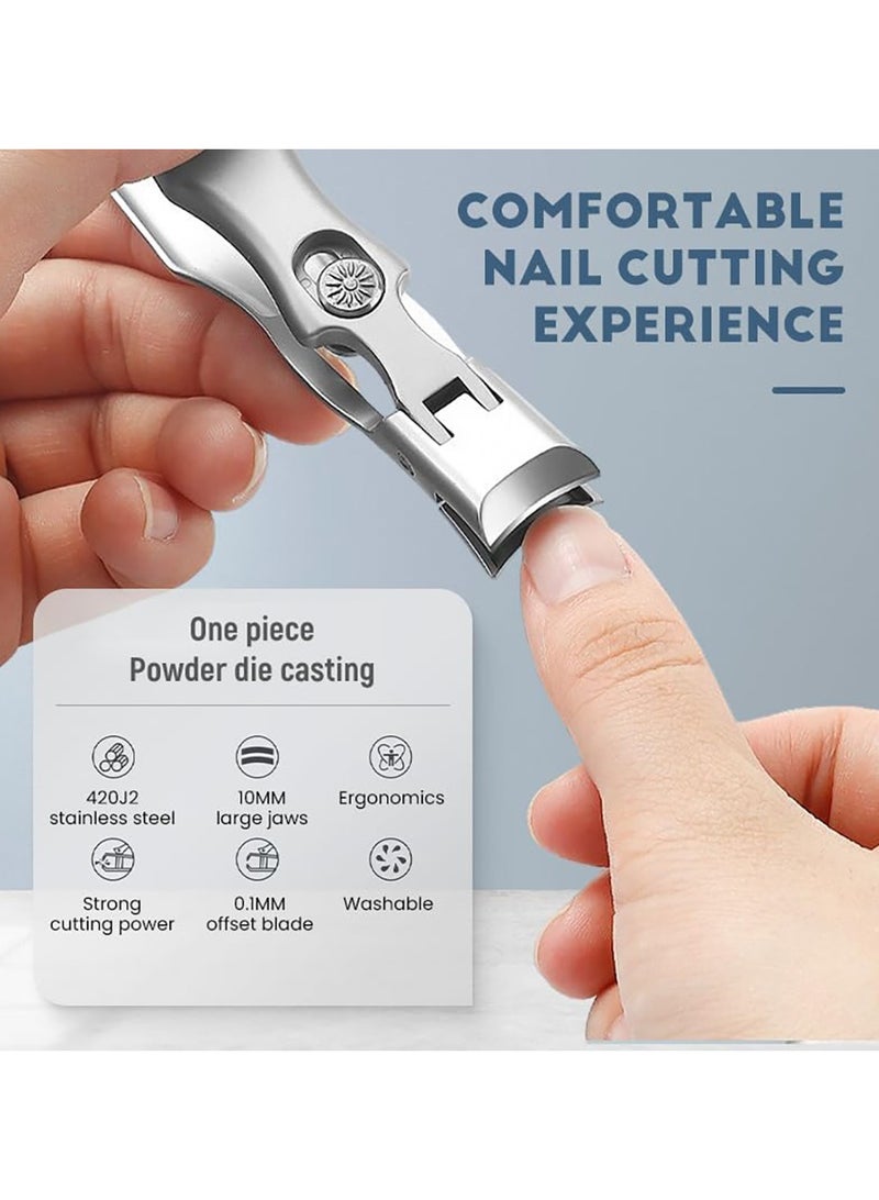 Wide Jaw Opening Nail Clippers Portable Ultra Sharp Nail Clippers Anti Splash Fingernail Cutters with Nail File and Storage Box - Image 2