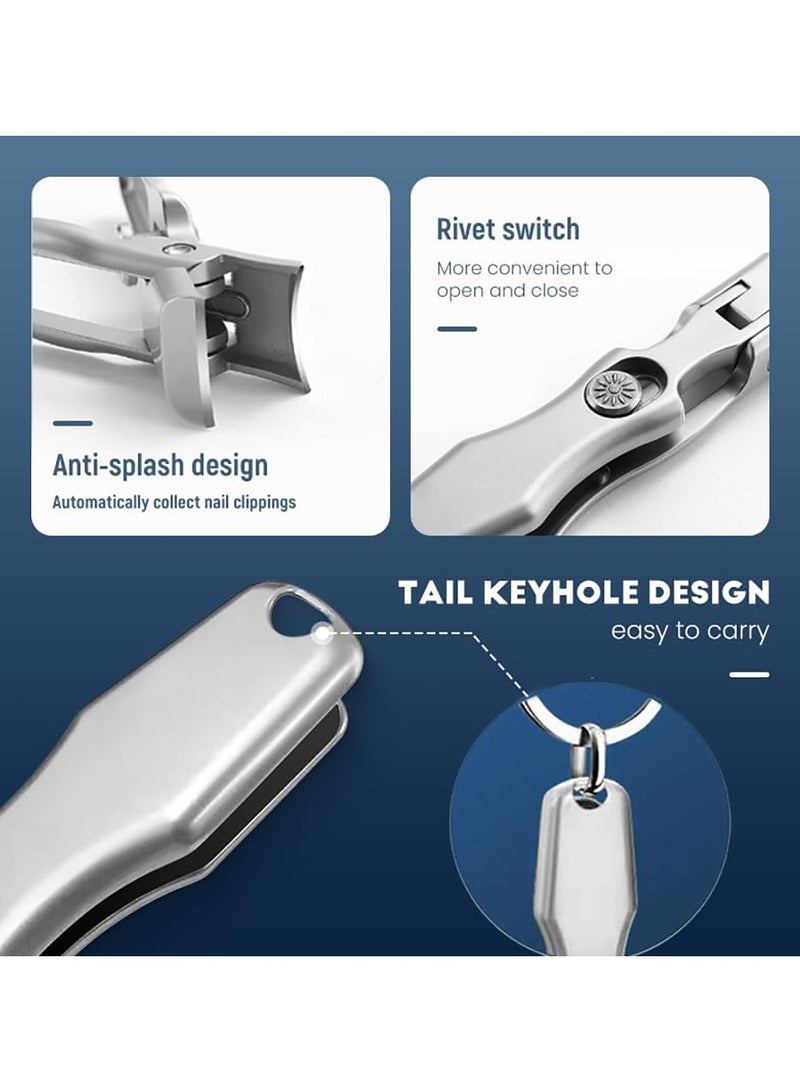 Wide Jaw Opening Nail Clippers Portable Ultra Sharp Nail Clippers Anti Splash Fingernail Cutters with Nail File and Storage Box - Image 3