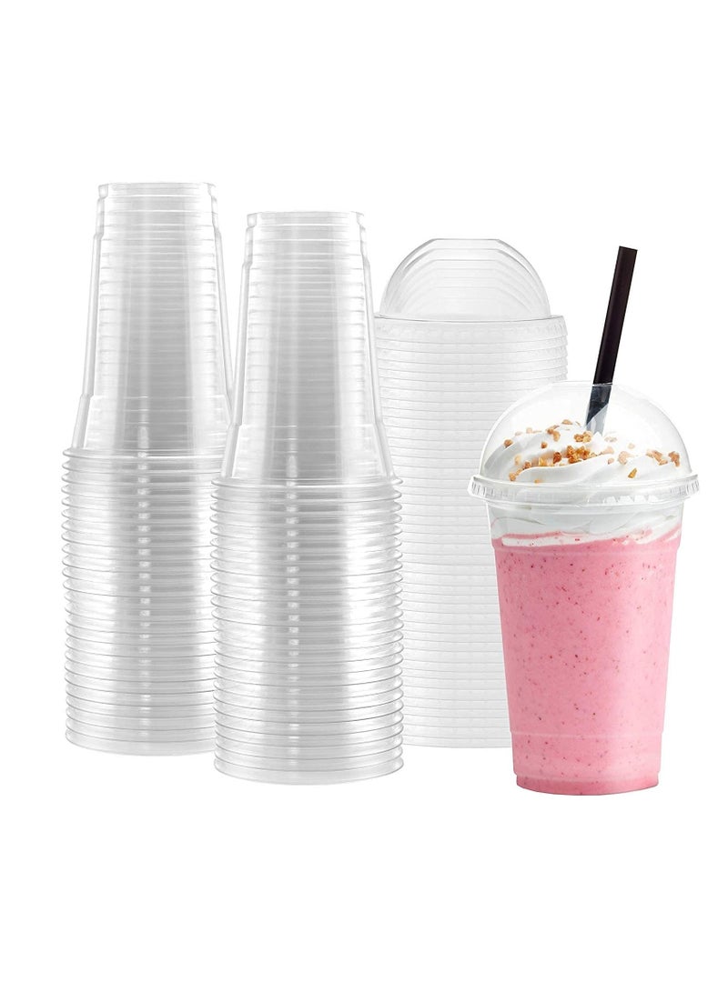 vsell24 18oz Clear Disposable Plastic Cups with Dome Lids Ideal for Smoothies, Coffee, Water, and Juice - Image 1