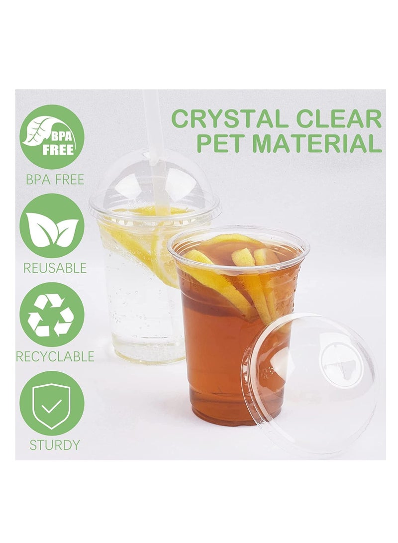 vsell24 18oz Clear Disposable Plastic Cups with Dome Lids Ideal for Smoothies, Coffee, Water, and Juice - Image 5