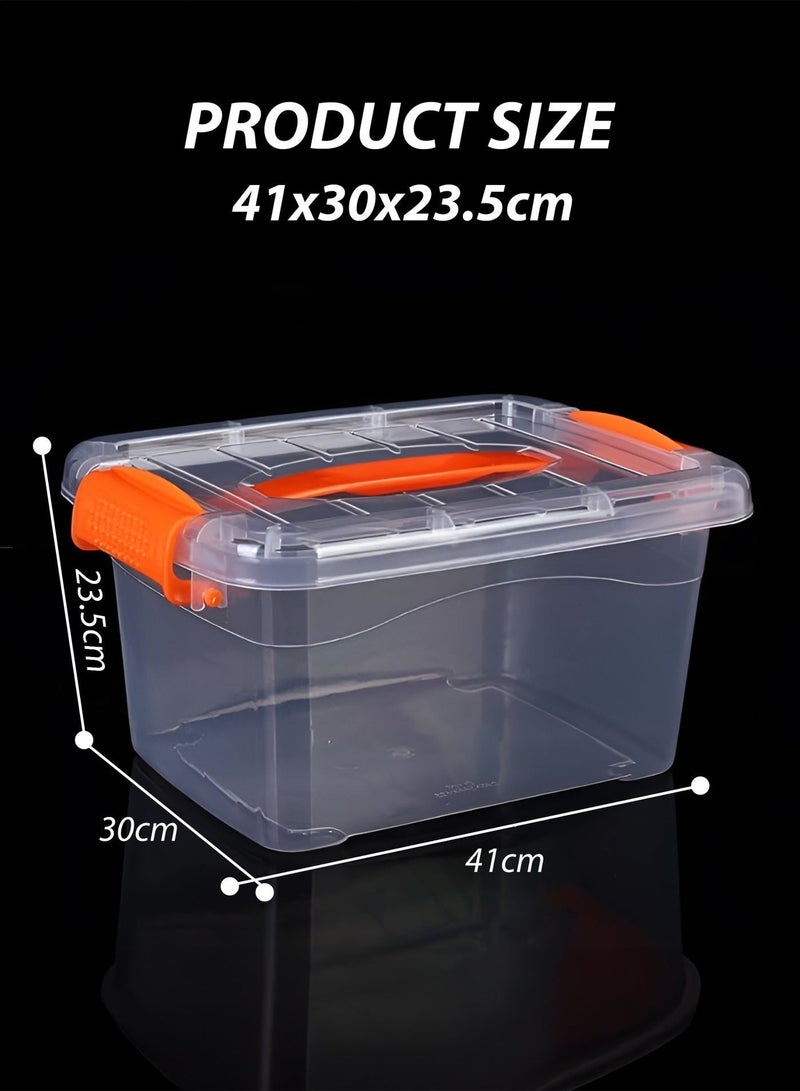 دي بلو 25 Liters Premium Clear Plastic Storage Box with Lockable Lid Carry Handle & Clip Locks – T114628 – Stackable Transparent Organizer Bin for Clothes, Toys, Tools, Snacks & Home Storage (41×30×23.5 cm) - Image 3
