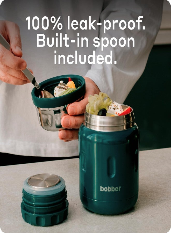 BOBBER 16 oz Wide Mouth Insulated Thermos Food Jar for Soup and Hot Food - Stainless Steel with Built-in Spoon and Bowl - Keeps Hot for 10 Hours, Cold for 15 Hours (Deep Teal) - Image 3