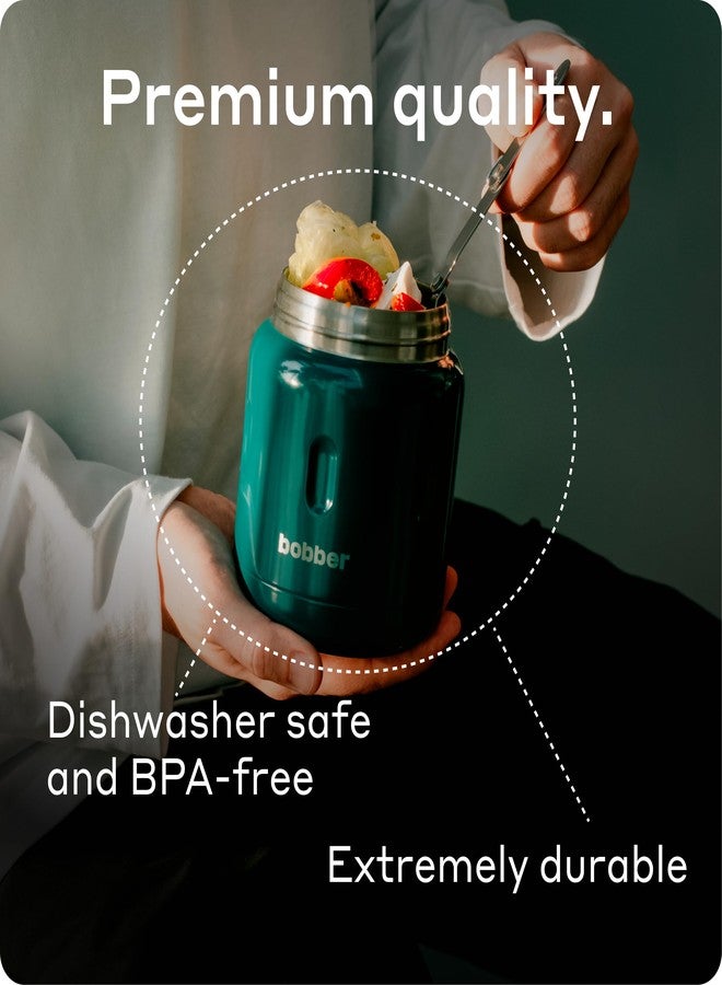 BOBBER 16 oz Wide Mouth Insulated Thermos Food Jar for Soup and Hot Food - Stainless Steel with Built-in Spoon and Bowl - Keeps Hot for 10 Hours, Cold for 15 Hours (Deep Teal) - Image 5