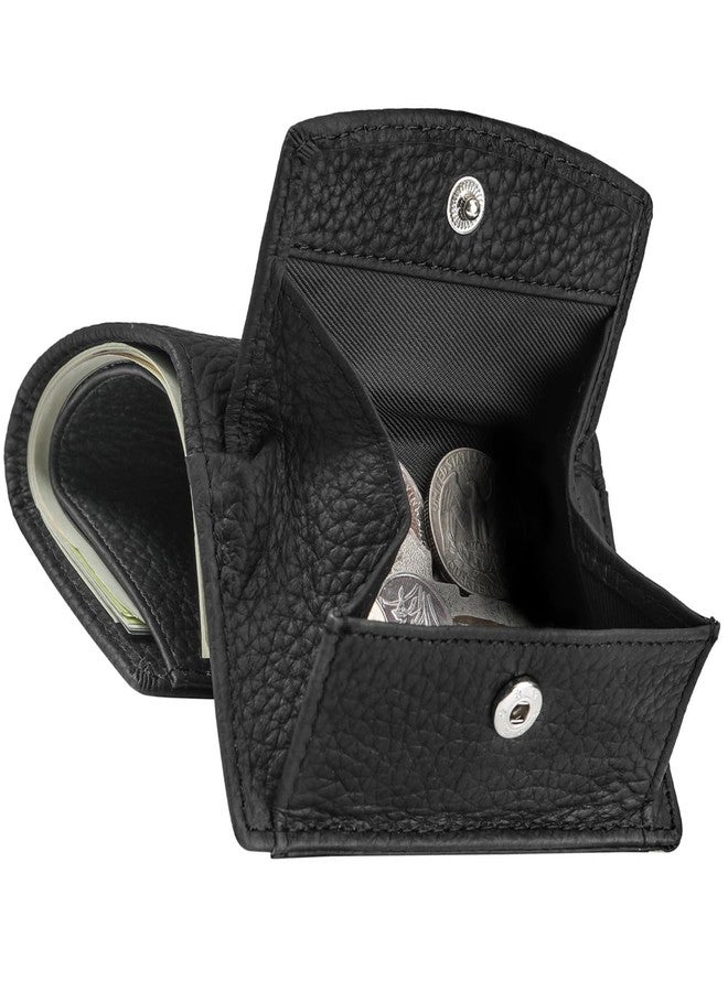 Karmiir RFID Small Leather Wallet for Men & Women with Coin Pouch Compact Trifold Mini Pocket Wallet with Cash Slot and Card Holders (Black) - Image 1