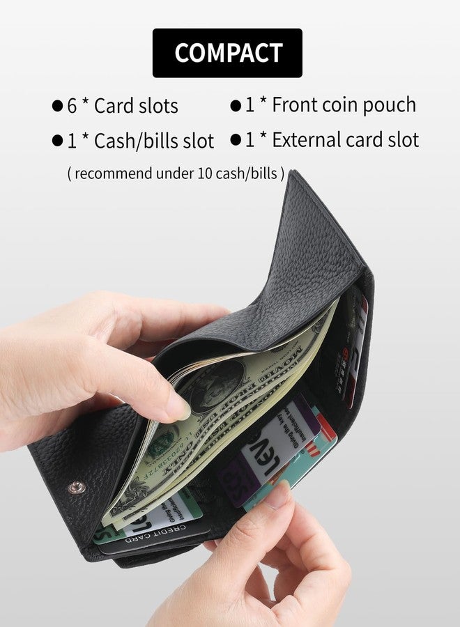 Karmiir RFID Small Leather Wallet for Men & Women with Coin Pouch Compact Trifold Mini Pocket Wallet with Cash Slot and Card Holders (Black) - Image 3