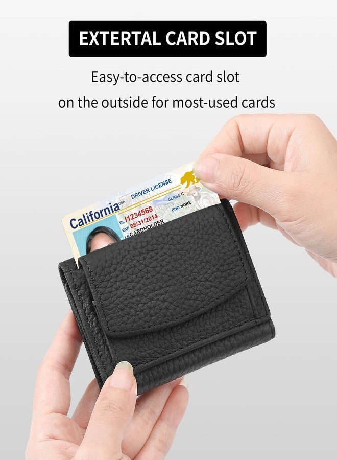 Karmiir RFID Small Leather Wallet for Men & Women with Coin Pouch Compact Trifold Mini Pocket Wallet with Cash Slot and Card Holders (Black) - Image 4
