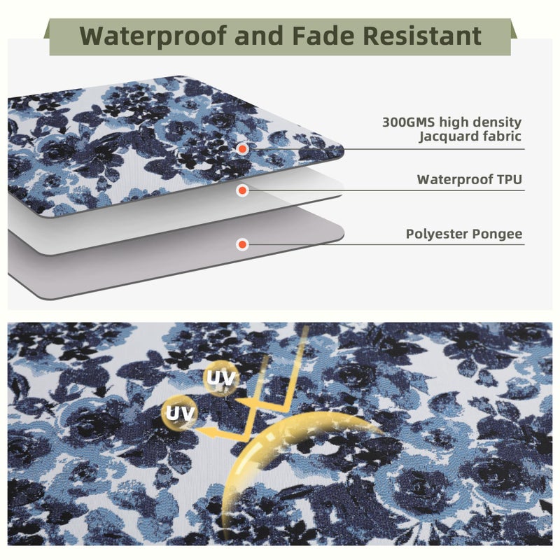 Favoyard Outdoor Seat Cushion 24 x 24 x 4 in Waterproof Pattern Fade Resistant Cover Removable Patio Furniture Cushions Deep Seat & Back Cushion Set with Adjustable Straps for Patio Chair Sofa Couch - Image 4