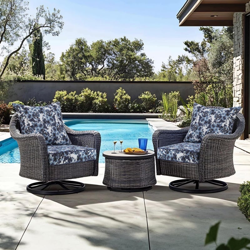 Favoyard Outdoor Seat Cushion 24 x 24 x 4 in Waterproof Pattern Fade Resistant Cover Removable Patio Furniture Cushions Deep Seat & Back Cushion Set with Adjustable Straps for Patio Chair Sofa Couch - Image 3