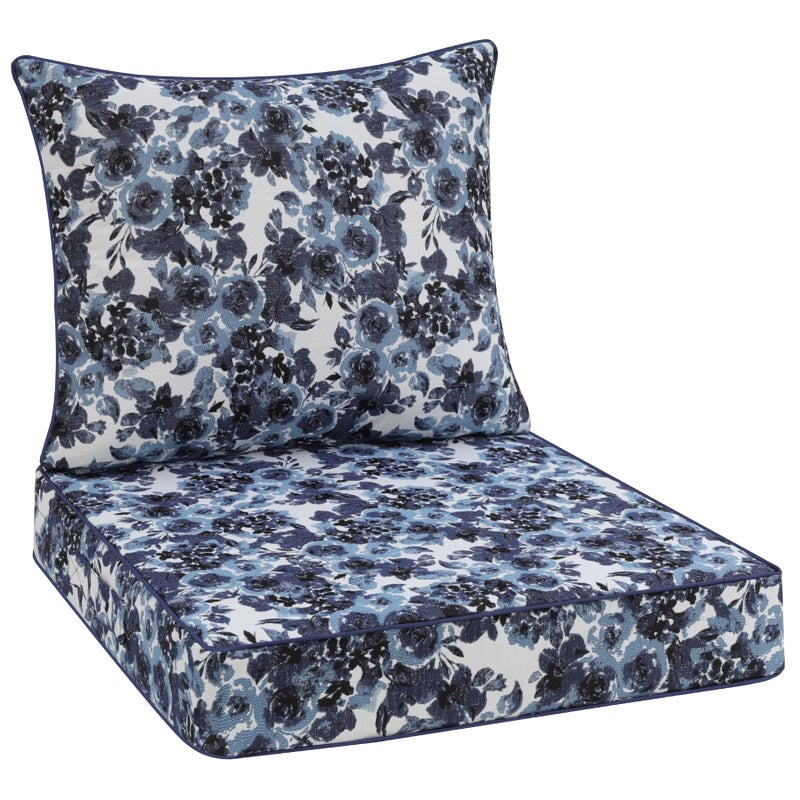 Favoyard Outdoor Seat Cushion 24 x 24 x 4 in Waterproof Pattern Fade Resistant Cover Removable Patio Furniture Cushions Deep Seat & Back Cushion Set with Adjustable Straps for Patio Chair Sofa Couch - Image 1