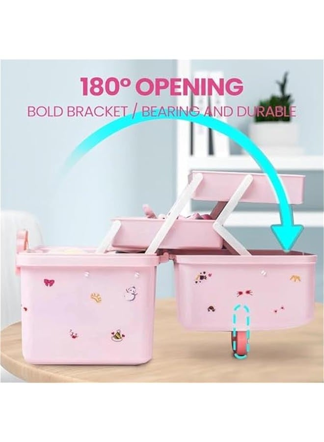 TRASSLE Hair Accessories Organizer, Pink Hair Accessory Jewelry Box for Girls, Hair Accessory Storage Organizer Box Case Jewelry Container for Girls - Image 4