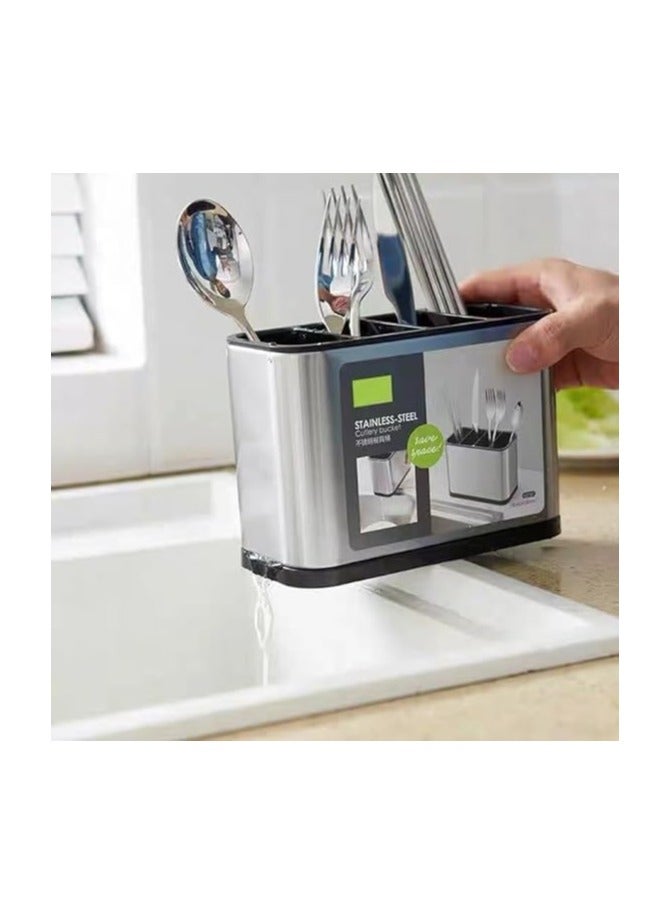 PIECE FUN Kitchenware Rack 4 Piece Kitchen Dining Room Drainage Tray Kitchen Utensils Dishes Box Tableware Organiser Tableware Rack Cleaning Area Stainless Steel Scratch-Free Stainless Steel Non-Slip  - Image 2