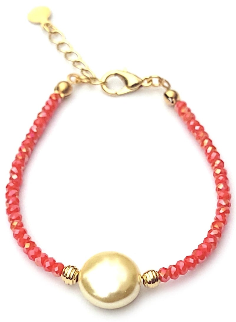 Alwan Set of 3 Crystal Bracelets with a Majorca Style Pearl - Image 2