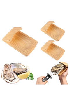 SYOSI Oyster Shucking Clamp, Shucker Tool Wood Oyster Holder, Opener Shucking Block, Wooden Seafood Shucking Clip, Z-shaped Design, Multifunctional Tool, for Kitchen Home Outdoor Barbecue Camping (3PCS)  - Image 1