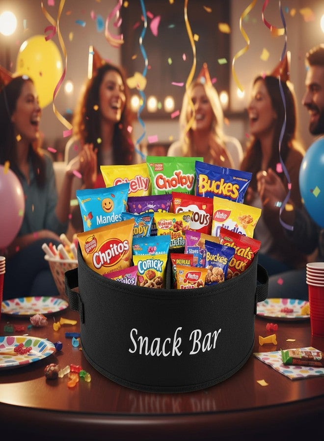 Xbopetda Snack Organizer for Countertop, Fabric Snack Organizer with Handles, 4 Compartments Snack Containers Candy Storage, Round Snack Basket Tray, Kitchen Pantry Organizer and Storage (Black) - Image 4