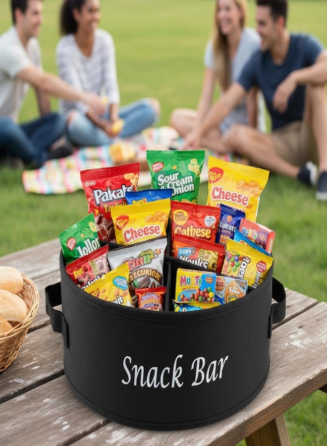 Xbopetda Snack Organizer for Countertop, Fabric Snack Organizer with Handles, 4 Compartments Snack Containers Candy Storage, Round Snack Basket Tray, Kitchen Pantry Organizer and Storage (Black) - Image 5