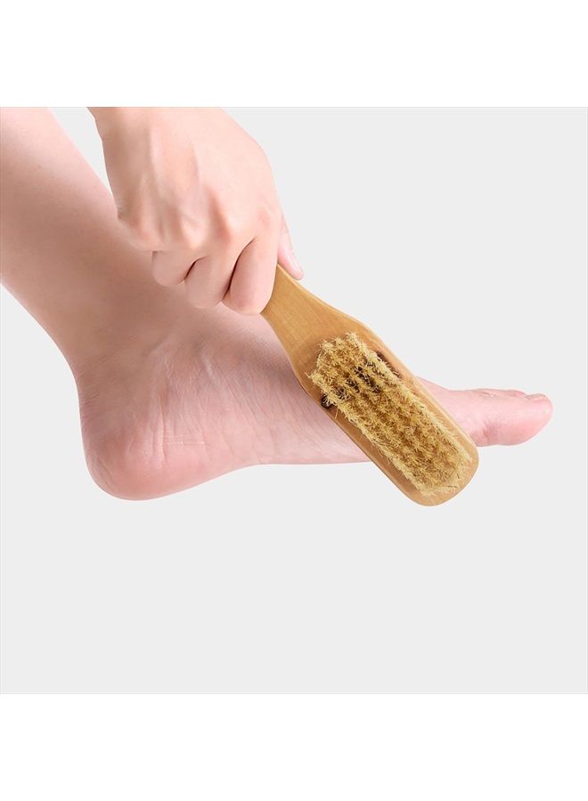 Foot Natural Bristle Brush & Pumice Stone Combo W/Rope wooden handle - Exfoliator Pedicures Calluses Remover - Smoother Body skin, feet, elbow Scrubber for Massage SPA Sauna and more