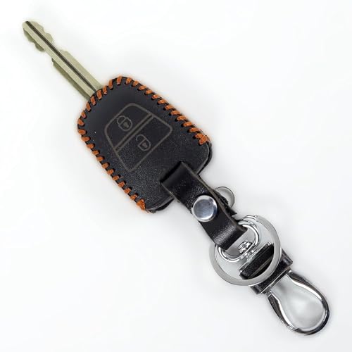 aliens world Leather Smart Car Key Cover Case with Metal Hook Keychain for i-10 Grand (Black) - Image 1
