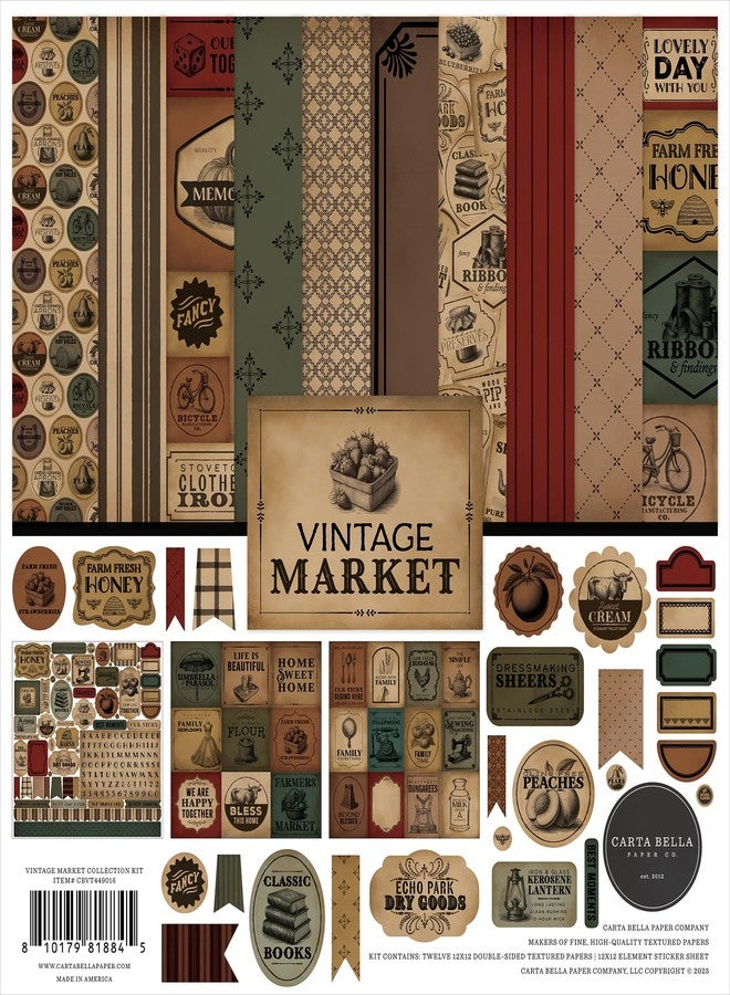 Echo Park Paper Vintage Market Collection Kit, Various