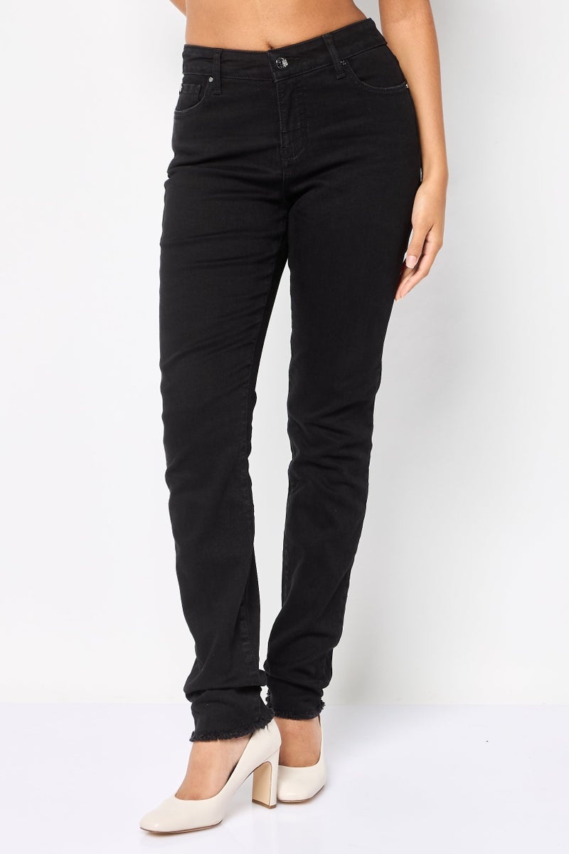 armani AX Armani Exchange Women Super Skinny Fit Washed Stretchable Denim Jeans, Black - Image 1