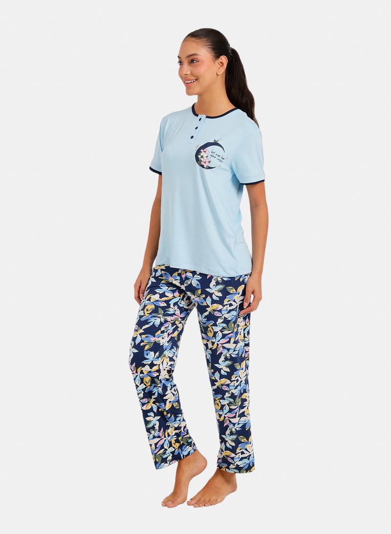 Carina Floral Henley Pyjama Set - Image 2