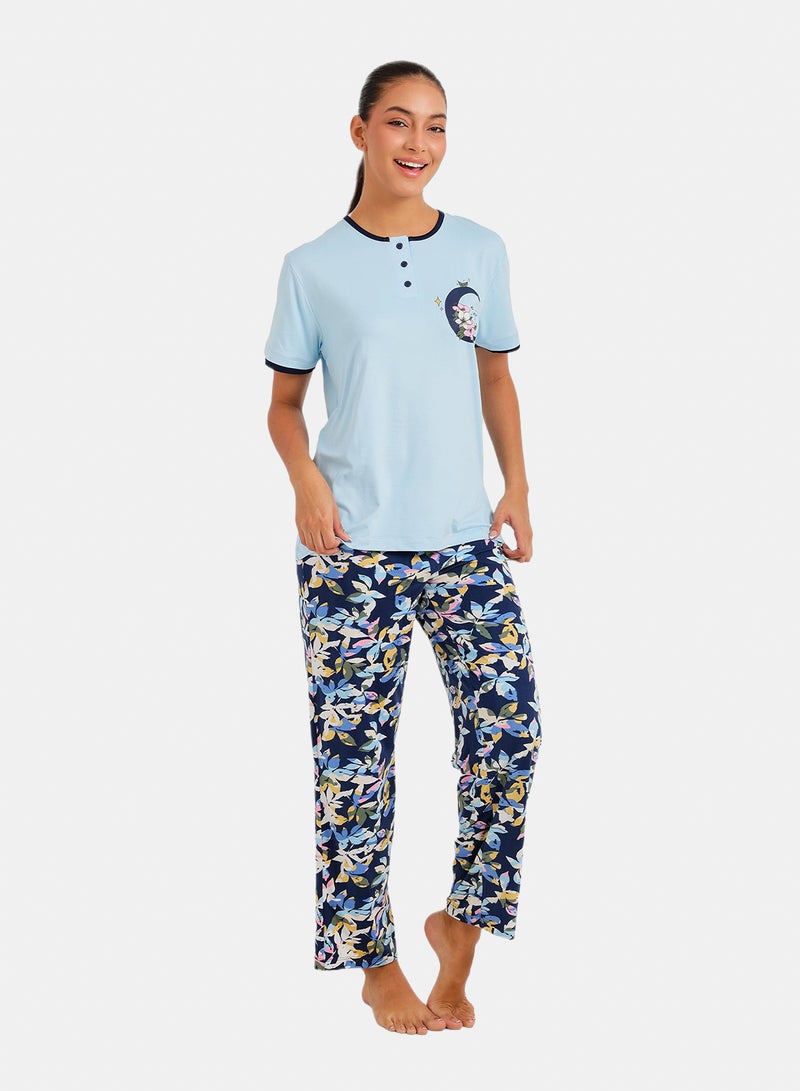 Carina Floral Henley Pyjama Set - Image 1