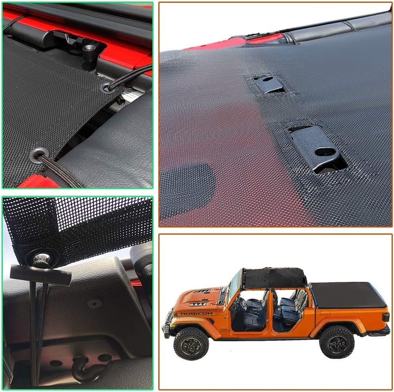 Shadeidea JT Sun Shade Top Sunshade for Jeep Gladiator (2018-2023) - Black UV Blocker with GrabBag Pouch - Image 3