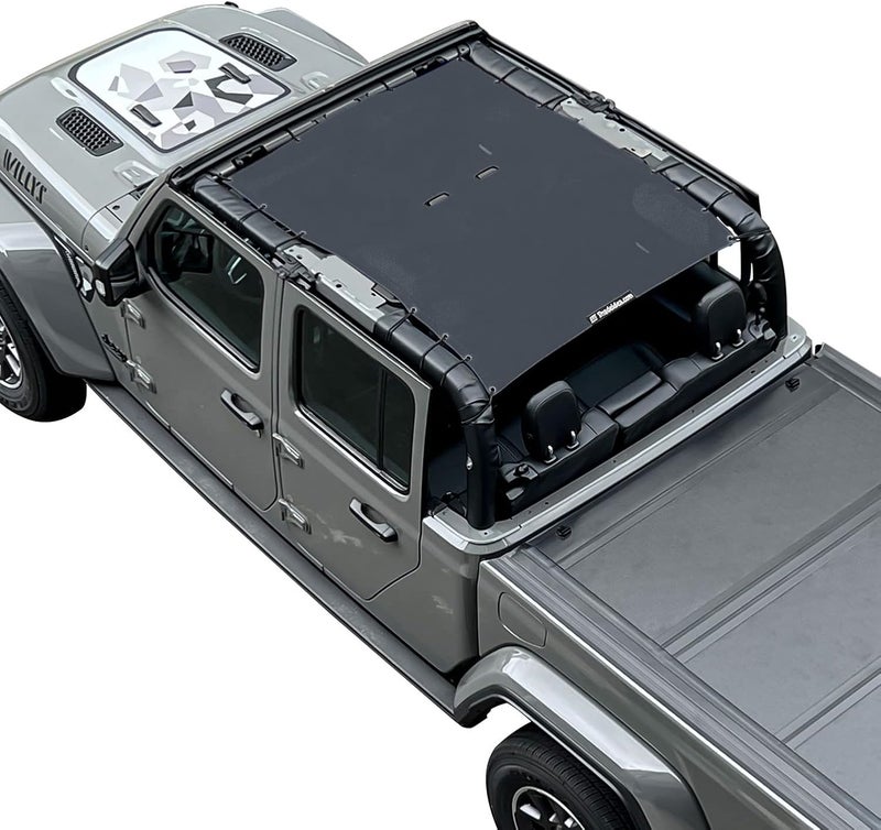 Shadeidea JT Sun Shade Top Sunshade for Jeep Gladiator (2018-2023) - Black UV Blocker with GrabBag Pouch - Image 1