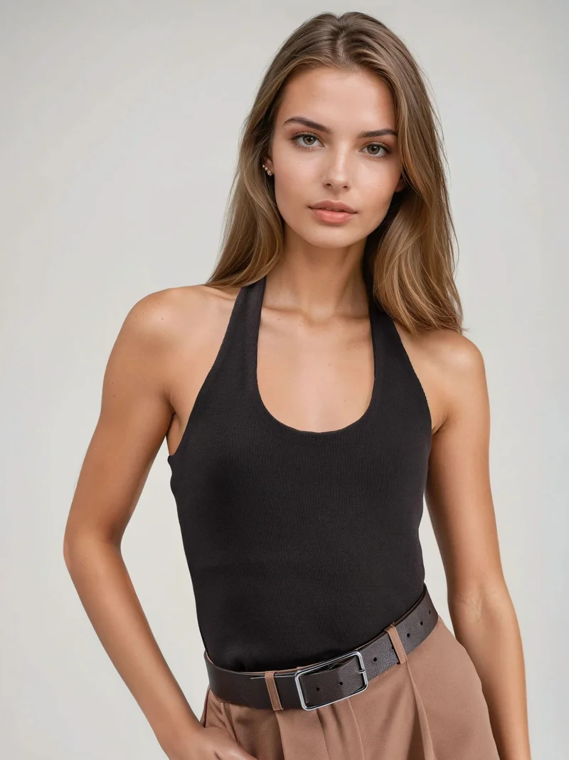 HICCUP Fitted Halter Neck Knit Top